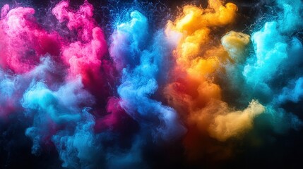 Wall Mural - A vibrant display of colorful smoke or vapor swirling in a dynamic, artistic formation.