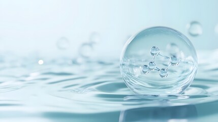Wall Mural - a molecular structure inside a glass sphere on water