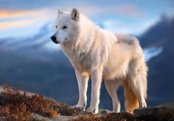 Wall Mural - adult arctic wolf in natural habitat