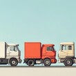 © Infinity - Three Colorful Trucks on the Open Road: A Vivid Study in Transportation