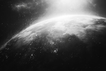 Wall Mural - black and white planet in space