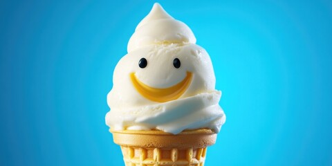 Sticker - Ice Cream Cone with Smile Face