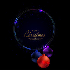 Wall Mural - Merry Christmas . Isolated abstract purple round frame with New Year toys