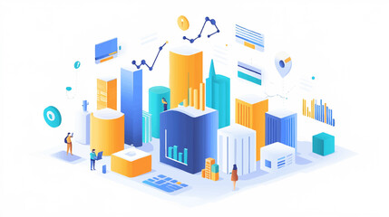 Wall Mural - dynamic business environment showcasing the concept of business agility, with symbols representing c