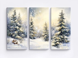 Wall Mural - Snowy tree forest