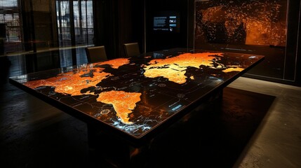 Aufkleber - Interactive world map workspace showcase modern office digital display contemporary environment aerial view innovation