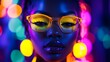 © aun - A neon glow-themed New Year’s party with guests wearing fluorescent makeup and accessories, creating a vibrant and festive atmosphere