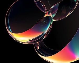 Wall Mural - abstract iridescent spheres intertwine, creating a mesmerizing visual symphony of color and form.