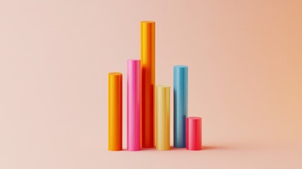 Aufkleber - Colorful Cylinders in Various Heights Against a Soft Pastel Background