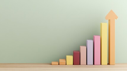 Poster - Colorful Bar Graph with Rising Trend on Minimalist Background