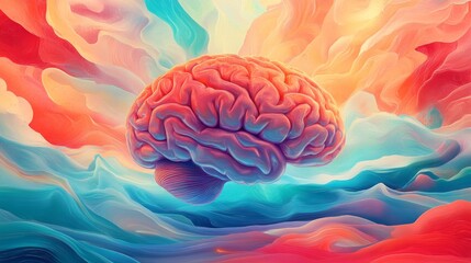 Aufkleber - Abstract Colorful Brain Concept with Fluid Artistic Background