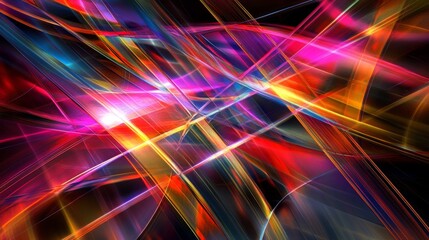 Poster - Colorful Abstract Light Trails on Dark Background for Creative Designs