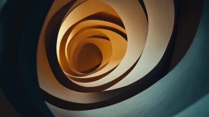 Aufkleber - Abstract Spiral of Curved Paper Layers in Warm Tones