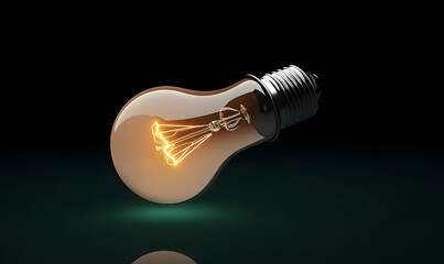 Wall Mural - One of Lightbulb glowing among shutdown light bulb in dark area with copy space for creative thinking , problem solving solution and outstanding concept by 3d rendering technique.