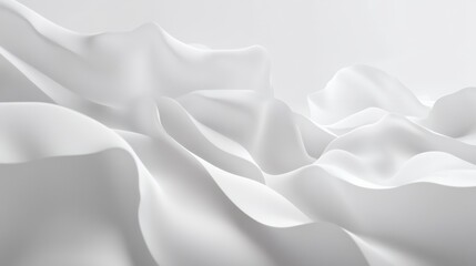 Wall Mural - Abstract white fabric with soft folds and curves. The image evokes a sense of calmness and serenity.