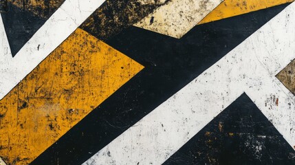 Leinwandbilder - Abstract Grunge Background with Yellow Black White Geometric Shapes