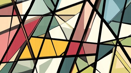 Poster - Abstract Geometric Pattern with Colorful Shapes and Lines