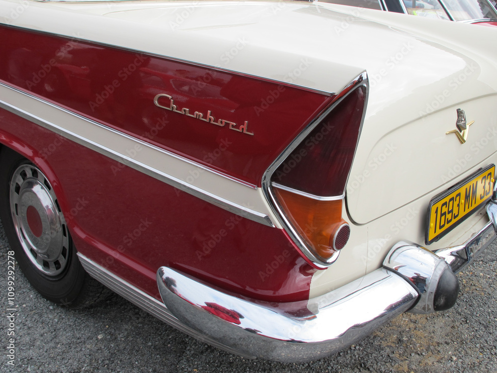 simca Chambord rear logo text and brand sign of french car old timer ...