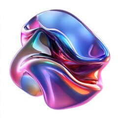 Wall Mural - a colorful, fluid abstract shape with smooth curves and vibrant reflections.