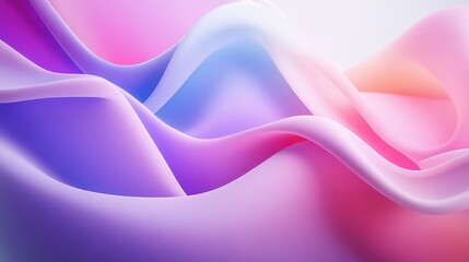 Wall Mural - a vibrant, flowing abstract design with soft curves and gradients in pink and purple hues.