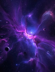 Wall Mural - a stunning galaxy with vibrant purple and blue hues against a dark space background , cosmos, univer