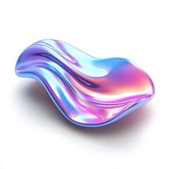 Wall Mural - a smooth, iridescent wave-like shape with a blend of blue and pink hues.