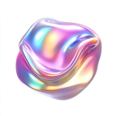 Wall Mural - a colorful, iridescent blob with smooth, flowing shapes reflecting light.