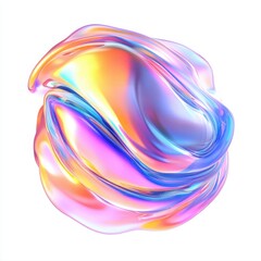 Wall Mural - a colorful, abstract swirl of fluid shapes with iridescent effects.