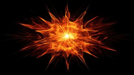 Wall Mural - abstract depiction of an explosive burst of fire and energy against a dark background.