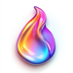 Wall Mural - a colorful, glossy flame-shaped design with vibrant gradients.