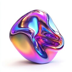 Wall Mural - a colorful, abstract, metallic sculpture with smooth, fluid shapes and reflective surfaces.