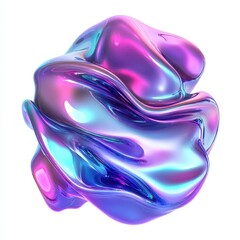 Wall Mural - abstract 3d shape with a glossy, iridescent surface in vibrant colors.