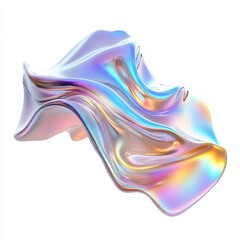 Wall Mural - a colorful, fluid, abstract shape with iridescent highlights and smooth curves.