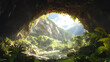 © sasisom - A breathtaking view of an enormous cave opening leading to a lush forest, with sunlight streaming inside