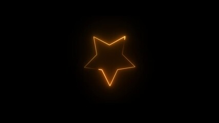 Wall Mural - orange color neon star icon animation. start frame or neon lights sign. neon star frame. glowing sta