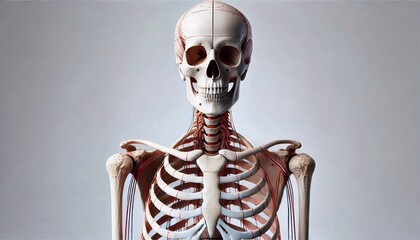 Human skeleton, anatomical model isolated on white background