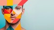 © ng-TDRD - men's health awareness concept. Abstract image of a man's face fragmented into vibrant geometric patterns, rebuilding into harmony, mental health and self-restoration concept