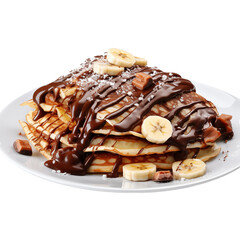 Wall Mural - pancakes with chocolate and banana