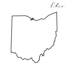 Vector high quality map of the American state of Ohio simple hand made line drawing map