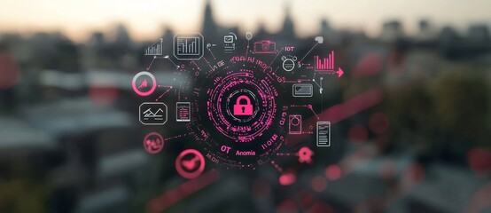 Fototapete - An abstract high speed technology POV motion blur theme for IoT security