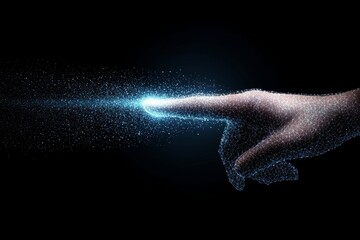 Fototapete - A human hand making contact with a digital hand, symbolizing the concept of digital transformation.