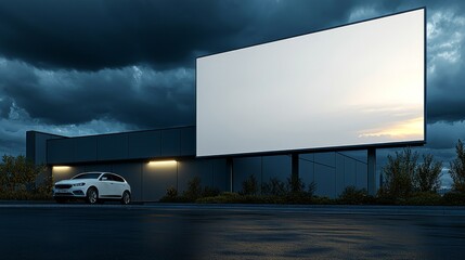 Aufkleber - Commercial Billboard: Large Format Sign Vacant at Sunset. Mockup Template.