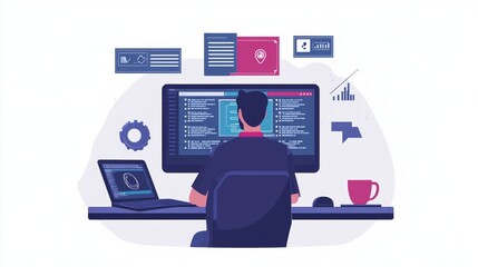 coding enthusiast at work
