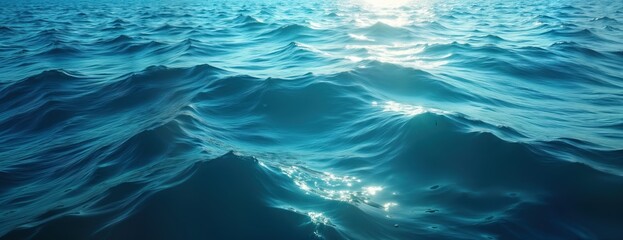 Wall Mural - ocean waves surface. powerful ocean waves patterns. deep blue turquoise water. calm sea surface. bea