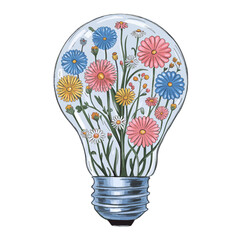 Wall Mural - A light bulb filled with an array of vibrant flowers