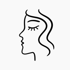 Wall Mural - abstract one line drawing woman face portrait logo