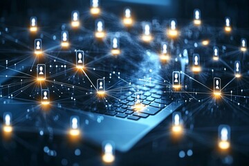 social network connection, internet technology, digital software development, cloud computing concep