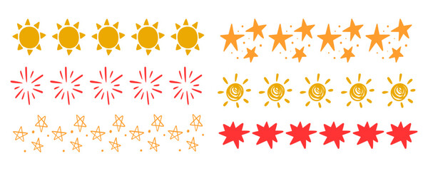 Wall Mural - scribble stars suns doodle borders strokes set