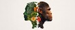 © CassiOpeiaZz - A creative illustration merging human and primate silhouettes with vibrant foliage and flowers, symbolizing evolution and nature.