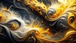 © Sandra - Abstract double exposure; golden ink swirls intertwine.
